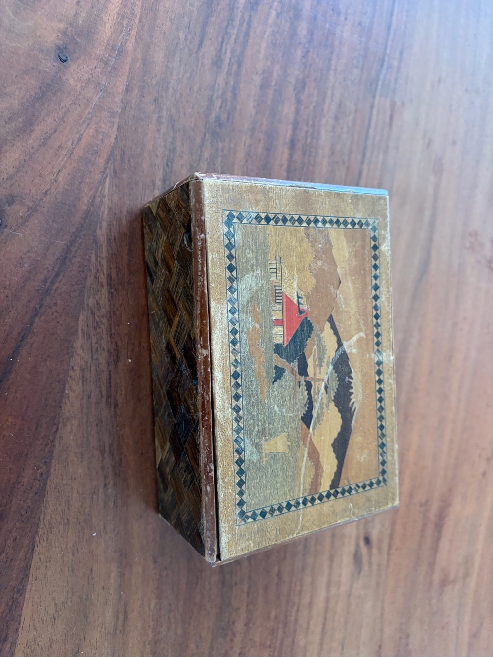 Handcrafted Wooden Inlay Japanese puzzle box. The challenge is opening it.